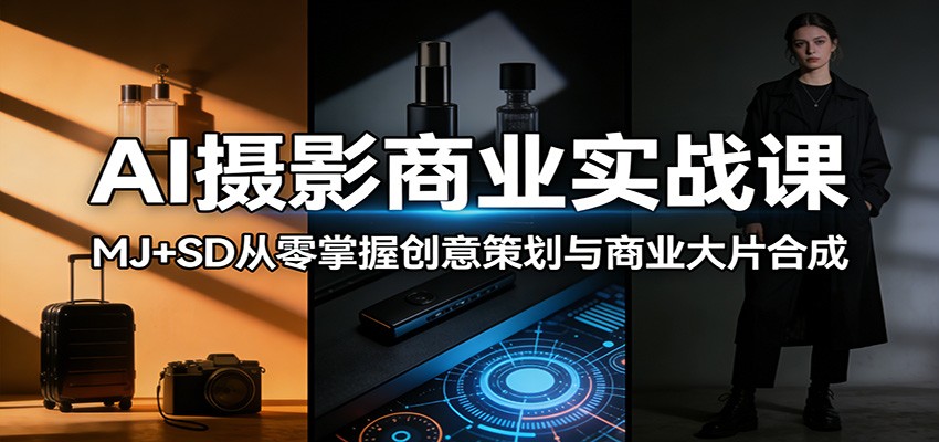 AI摄影商业实战课：MJ+SD从零掌握创意策划与商业大片合成网络赚钱,项目资源网,副业资源网,兼职项目,网赚课程-副业赚钱-互联网创业-独家轻创IP大圣网创