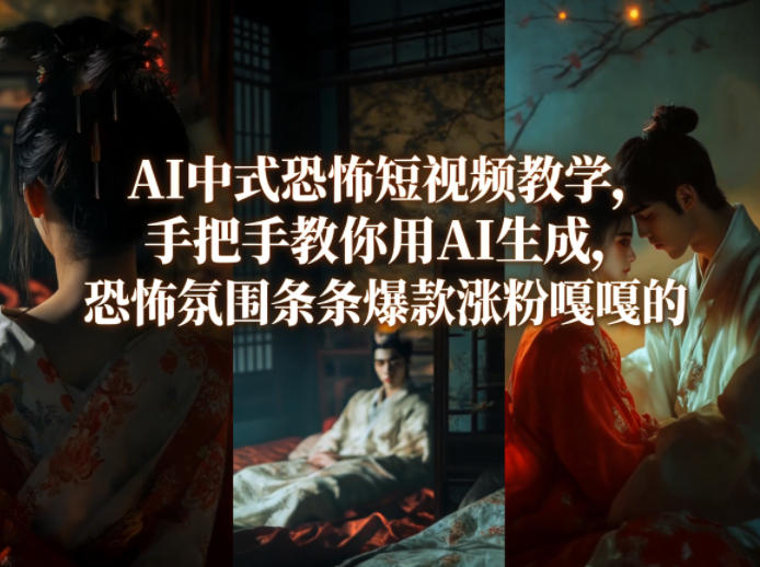 AI中式恐怖短视频教学,手把手教你用AI生成,恐怖氛围条条爆款涨粉嘎嘎的网络赚钱,项目资源网,副业资源网,兼职项目,网赚课程-副业赚钱-互联网创业-独家轻创IP大圣网创