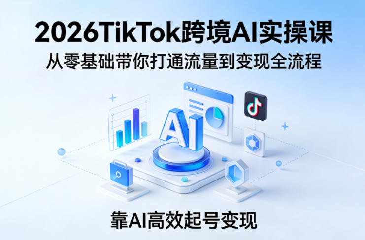 2026TikTok跨境AI实操课，从零基础带你打通流量到变现全流程，靠AI高效起号变现网络赚钱,项目资源网,副业资源网,兼职项目,网赚课程-副业赚钱-互联网创业-独家轻创IP大圣网创