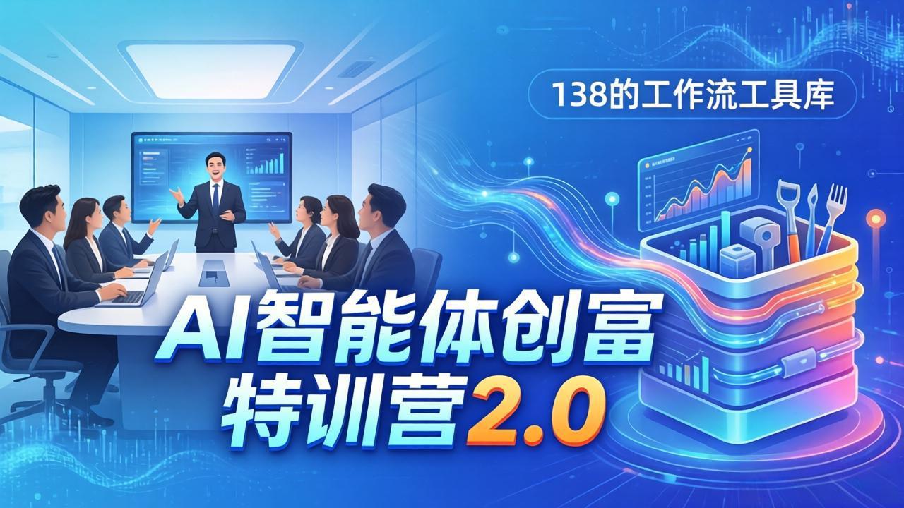 AI智能体创富训练营2.0:3天闭门直播+视频课+工具库,从0到1搭建智能体附138个工作流网络赚钱,项目资源网,副业资源网,兼职项目,网赚课程-副业赚钱-互联网创业-独家轻创IP大圣网创