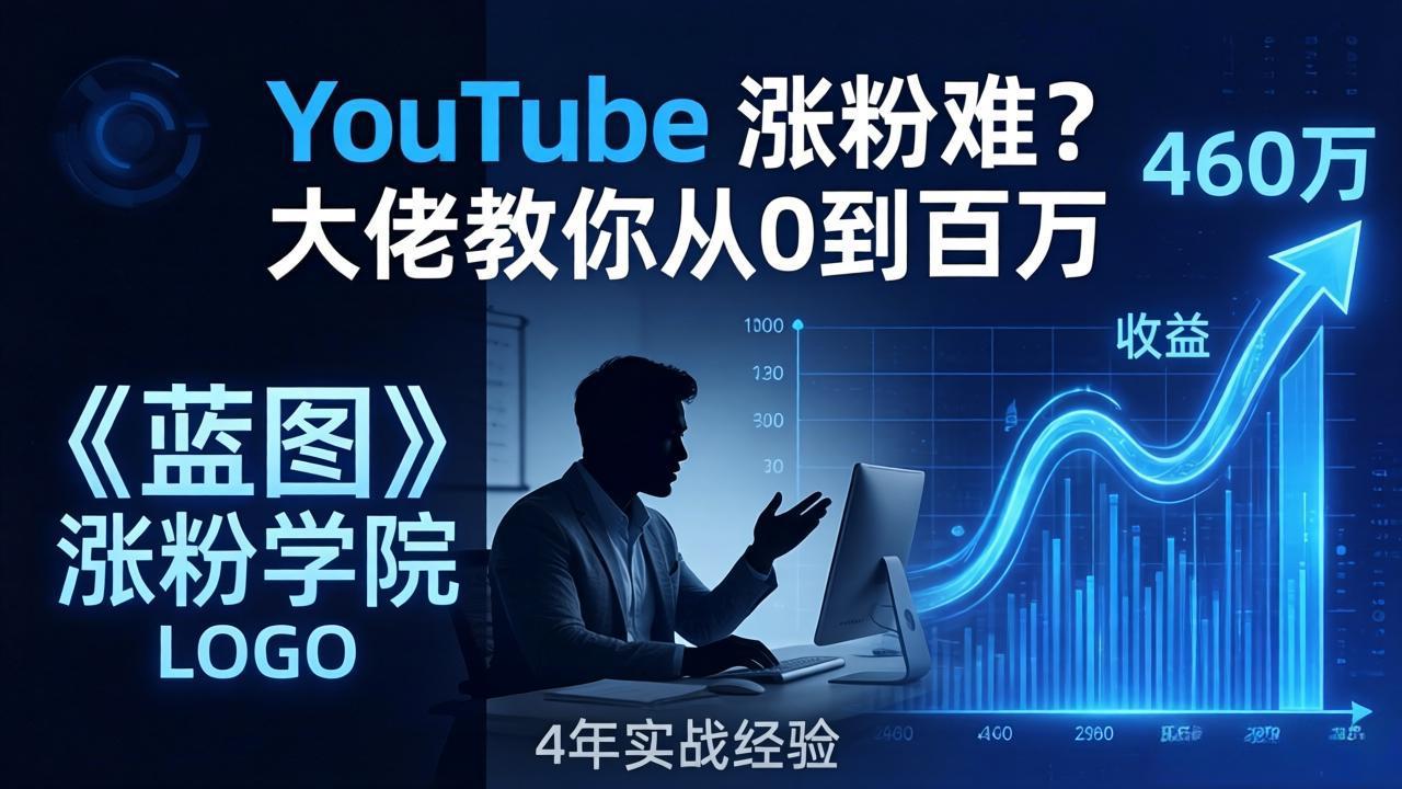 YouTube 涨粉难?《蓝图涨粉学院》:4 年赚 460 万的大佬教策略,从0到百万有路径!网络赚钱,项目资源网,副业资源网,兼职项目,网赚课程-副业赚钱-互联网创业-独家轻创IP大圣网创