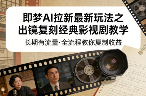 即梦AI拉新最新玩法之出镜复刻经典影视剧教学，长期有流量，全流程教你复制收益网络赚钱,项目资源网,副业资源网,兼职项目,网赚课程-副业赚钱-互联网创业-独家轻创IP大圣网创