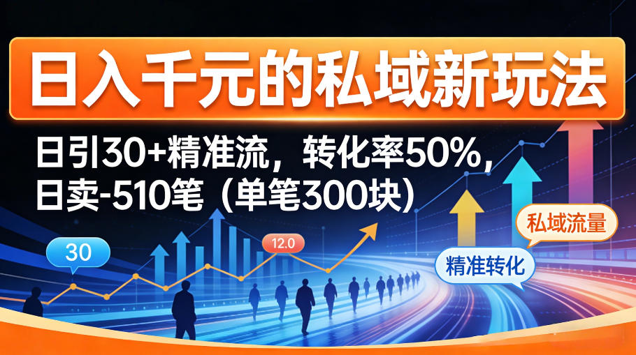 日入千米的私域新玩法:日引30+精准流,转化率50%,日卖5-10笔(单笔300米)网络赚钱,项目资源网,副业资源网,兼职项目,网赚课程-副业赚钱-互联网创业-独家轻创IP大圣网创