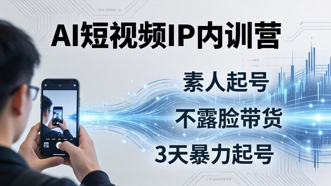 2026AI短视频IP内训营：从素人起号到不露脸带货，3天暴力起号全流程拆解网络赚钱,项目资源网,副业资源网,兼职项目,网赚课程-副业赚钱-互联网创业-独家轻创IP大圣网创