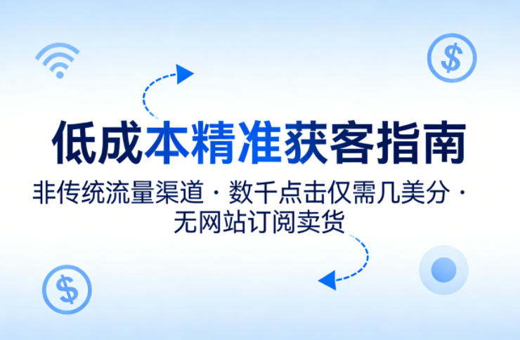 低成本精准获客指南，用非传统流量渠道，实现数千点击仅需几美分，不用网站也能搞订阅卖货网络赚钱,项目资源网,副业资源网,兼职项目,网赚课程-副业赚钱-互联网创业-独家轻创IP大圣网创