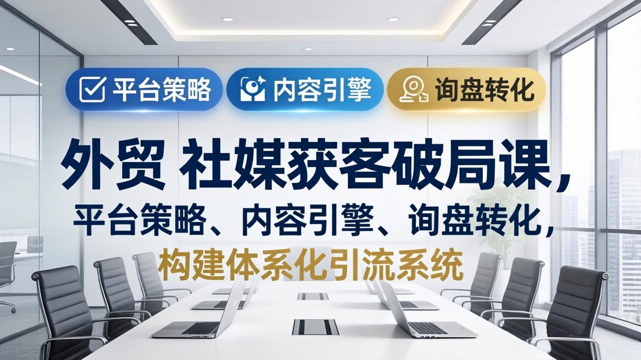 外贸 社媒获客破局课,平台策略、内容引擎、询盘转化,构建体系化引流系统(更新26年3月网络赚钱,项目资源网,副业资源网,兼职项目,网赚课程-副业赚钱-互联网创业-独家轻创IP大圣网创