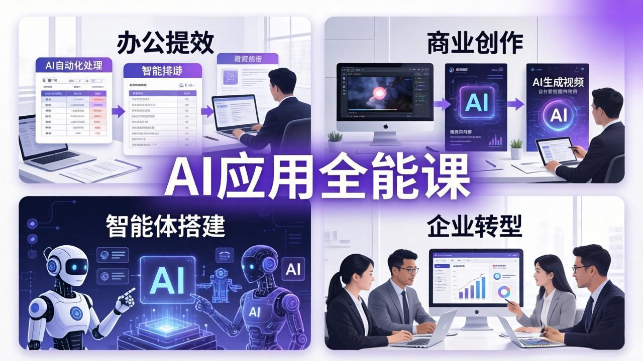 AIGC 应用全能课:办公提效、商业创作、智能体搭建、企业转型,一站式学会AI应用网络赚钱,项目资源网,副业资源网,兼职项目,网赚课程-副业赚钱-互联网创业-独家轻创IP大圣网创
