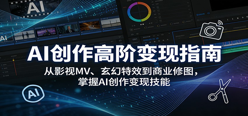 AI创作高阶变现指南:从影视MV、玄幻特效到商业修图,掌握AI创作变现技能网络赚钱,项目资源网,副业资源网,兼职项目,网赚课程-副业赚钱-互联网创业-独家轻创IP大圣网创
