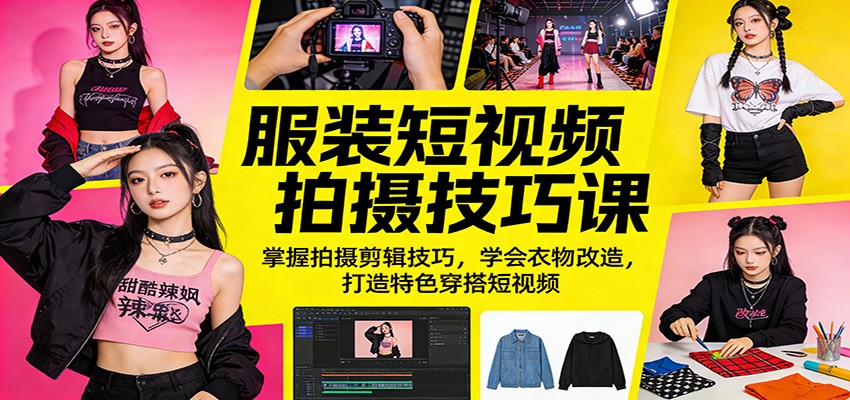 服装短视频拍摄技巧课：掌握拍摄剪辑技巧，学会衣物改造，打造特色穿搭短视频网络赚钱,项目资源网,副业资源网,兼职项目,网赚课程-副业赚钱-互联网创业-独家轻创IP大圣网创