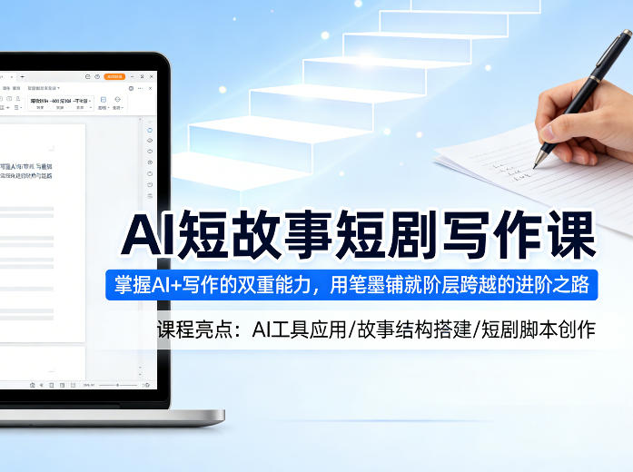 AI短故事短剧写作课，掌握AI+写作的双重能力，用笔墨铺就阶层跨越的进阶之路网络赚钱,项目资源网,副业资源网,兼职项目,网赚课程-副业赚钱-互联网创业-独家轻创IP大圣网创