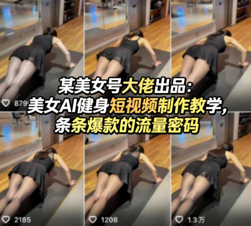 某美女号大佬出品：美女AI健身短视频制作教学，条条爆款的流量密码网络赚钱,项目资源网,副业资源网,兼职项目,网赚课程-副业赚钱-互联网创业-独家轻创IP大圣网创