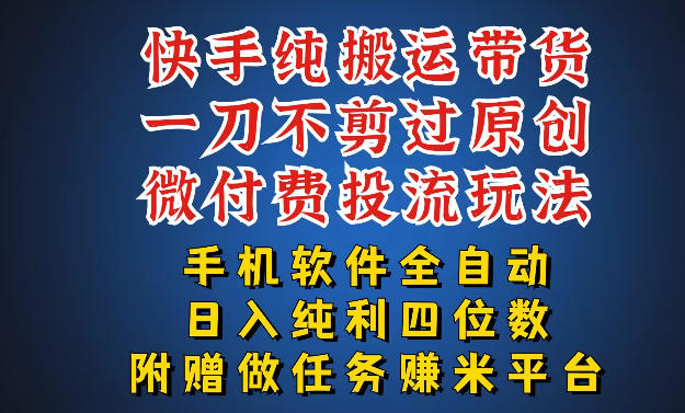 最新黑科技快手搬运带货方法,手机就能操作,轻松带你日入四位数【揭秘】网络赚钱,项目资源网,副业资源网,兼职项目,网赚课程-副业赚钱-互联网创业-独家轻创IP大圣网创