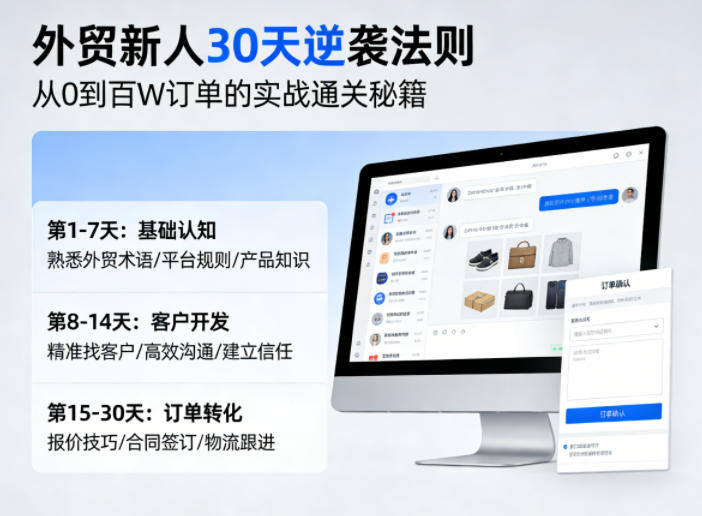外贸新人30天逆袭法则,教你从0到百W订单的实战通关秘籍网络赚钱,项目资源网,副业资源网,兼职项目,网赚课程-副业赚钱-互联网创业-独家轻创IP大圣网创
