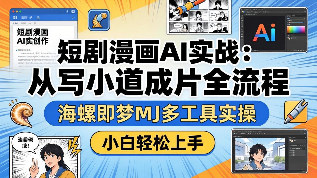 短剧漫画AI实战：从写小说到成片全流程，海螺即梦MJ多工具实操，小白轻松上手网络赚钱,项目资源网,副业资源网,兼职项目,网赚课程-副业赚钱-互联网创业-独家轻创IP大圣网创