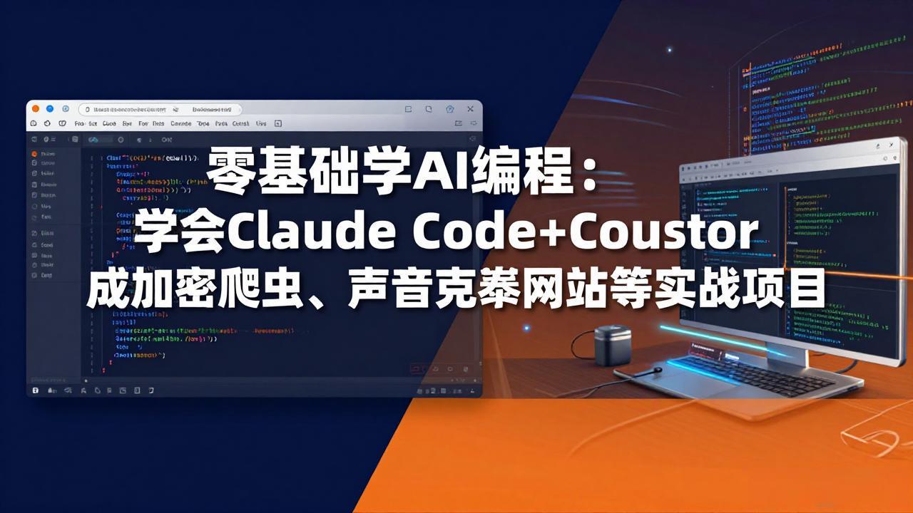 零基础学AI编程：学会Claude Code+Cursor完成加密爬虫、声音克隆网站等实战项目网络赚钱,项目资源网,副业资源网,兼职项目,网赚课程-副业赚钱-互联网创业-独家轻创IP大圣网创