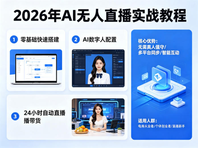 2026年AI无人直播实战教程,零基础也能快速搭建AI数字人无人直播间,实现24小时自动直播带货网络赚钱,项目资源网,副业资源网,兼职项目,网赚课程-副业赚钱-互联网创业-独家轻创IP大圣网创