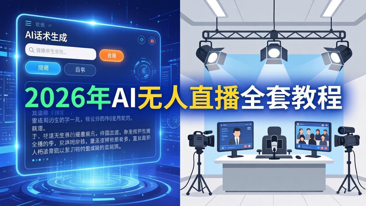 2026年AI无人直播全套教程：OBS安装+软件配置+直播间搭建+话术生成+一键开播实操网络赚钱,项目资源网,副业资源网,兼职项目,网赚课程-副业赚钱-互联网创业-独家轻创IP大圣网创