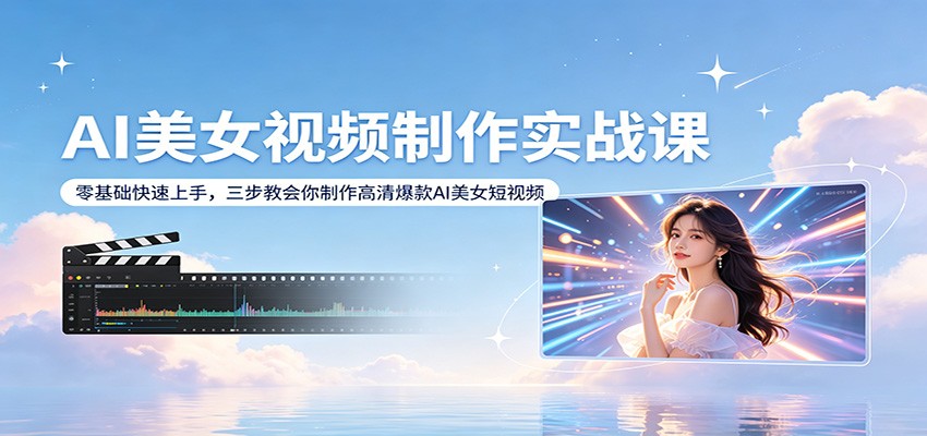 AI美女视频制作实战课：零基础快速上手，三步教会你制作高清爆款AI美女短视频网络赚钱,项目资源网,副业资源网,兼职项目,网赚课程-副业赚钱-互联网创业-独家轻创IP大圣网创
