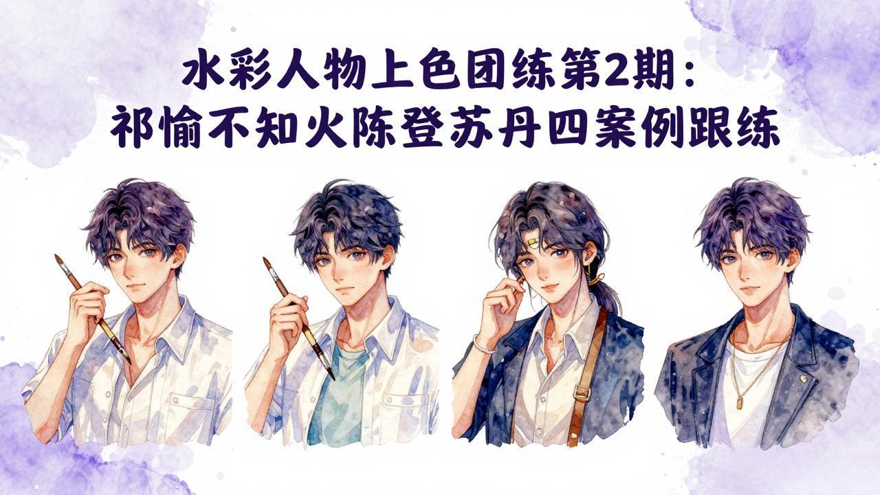 水彩人物上色团练第2期：祁煜不知火陈登苏丹四案例跟练，手把手提升绘画能力网络赚钱,项目资源网,副业资源网,兼职项目,网赚课程-副业赚钱-互联网创业-独家轻创IP大圣网创