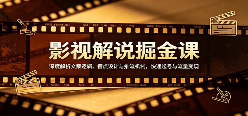 影视解说掘金课：深度解析文案逻辑、槽点设计与推流机制，快速起号与流量变现网络赚钱,项目资源网,副业资源网,兼职项目,网赚课程-副业赚钱-互联网创业-独家轻创IP大圣网创
