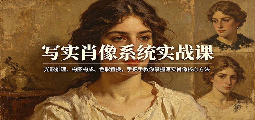 写实肖像系统实战课：光影推理、构图构成、色彩置换，手把手教你掌握写实肖像核心方法网络赚钱,项目资源网,副业资源网,兼职项目,网赚课程-副业赚钱-互联网创业-独家轻创IP大圣网创