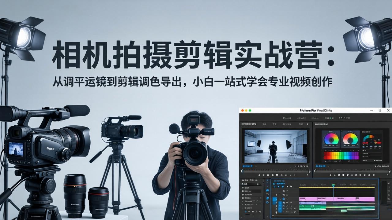 相机拍摄剪辑实战营：从调平运镜到剪辑调色导出，小白一站式学会专业视频创作网络赚钱,项目资源网,副业资源网,兼职项目,网赚课程-副业赚钱-互联网创业-独家轻创IP大圣网创