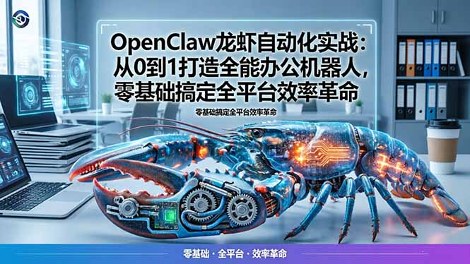 OpenClaw龙虾自动化实战:从0到1打造全能办公机器人,零基础搞定全平台效率革命网络赚钱,项目资源网,副业资源网,兼职项目,网赚课程-副业赚钱-互联网创业-独家轻创IP大圣网创