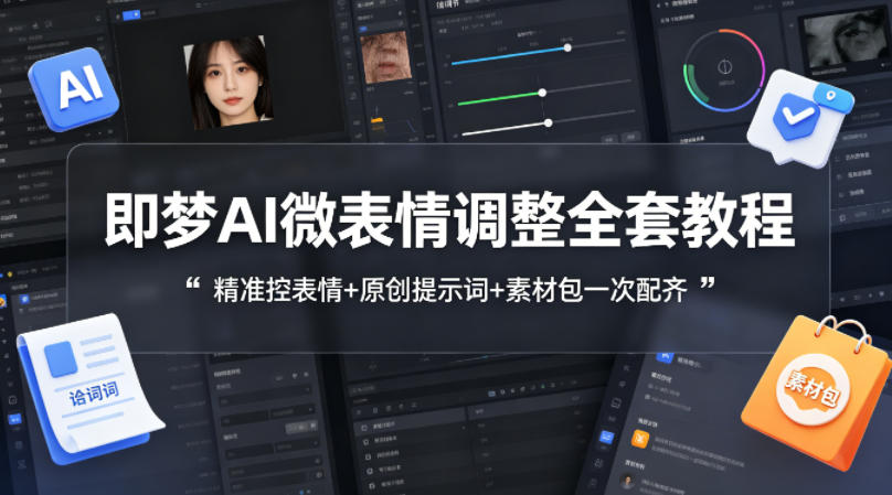 即梦AI微表情调整全套教程，精准控表情+原创提示词+素材包一次配齐网络赚钱,项目资源网,副业资源网,兼职项目,网赚课程-副业赚钱-互联网创业-独家轻创IP大圣网创