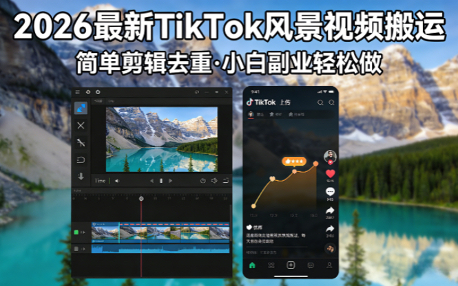 2026最新TikTok风景视频搬运简单剪辑去重小白副业月入 8000网络赚钱,项目资源网,副业资源网,兼职项目,网赚课程-副业赚钱-互联网创业-独家轻创IP大圣网创