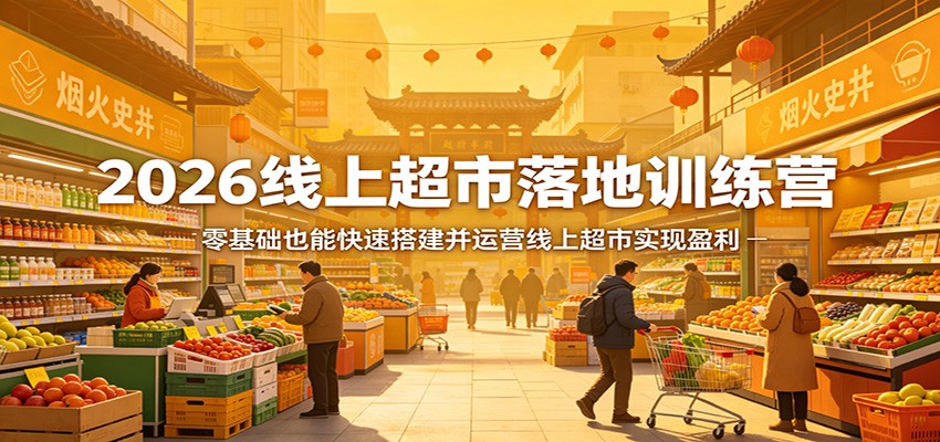 2026线上超市落地训练营，零基础也能快速搭建并运营线上超市实现盈利网络赚钱,项目资源网,副业资源网,兼职项目,网赚课程-副业赚钱-互联网创业-独家轻创IP大圣网创
