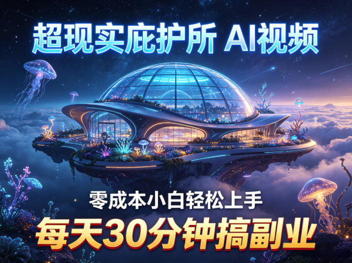超现实庇护所AI视频项目拆解，零成本小白轻松上手，每天30分钟搞副业网络赚钱,项目资源网,副业资源网,兼职项目,网赚课程-副业赚钱-互联网创业-独家轻创IP大圣网创