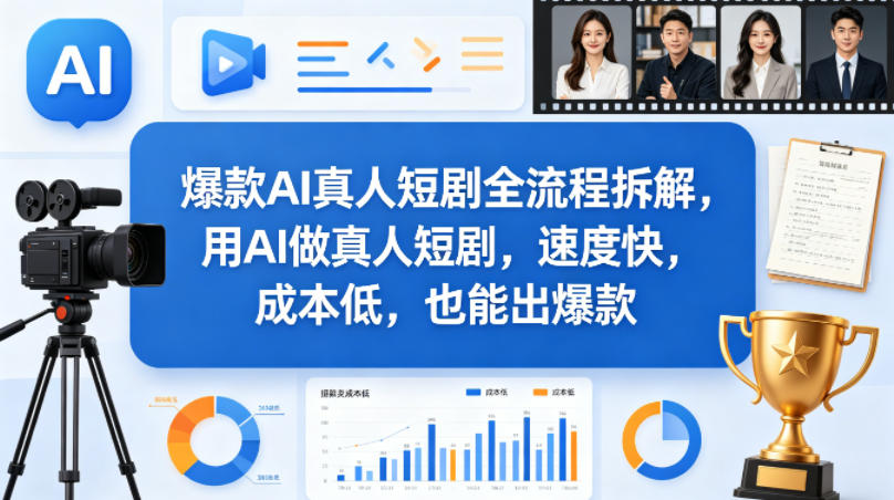 爆款AI真人短剧全流程拆解,用AI做真人短剧,速度快,成本低,也能出爆款网络赚钱,项目资源网,副业资源网,兼职项目,网赚课程-副业赚钱-互联网创业-独家轻创IP大圣网创