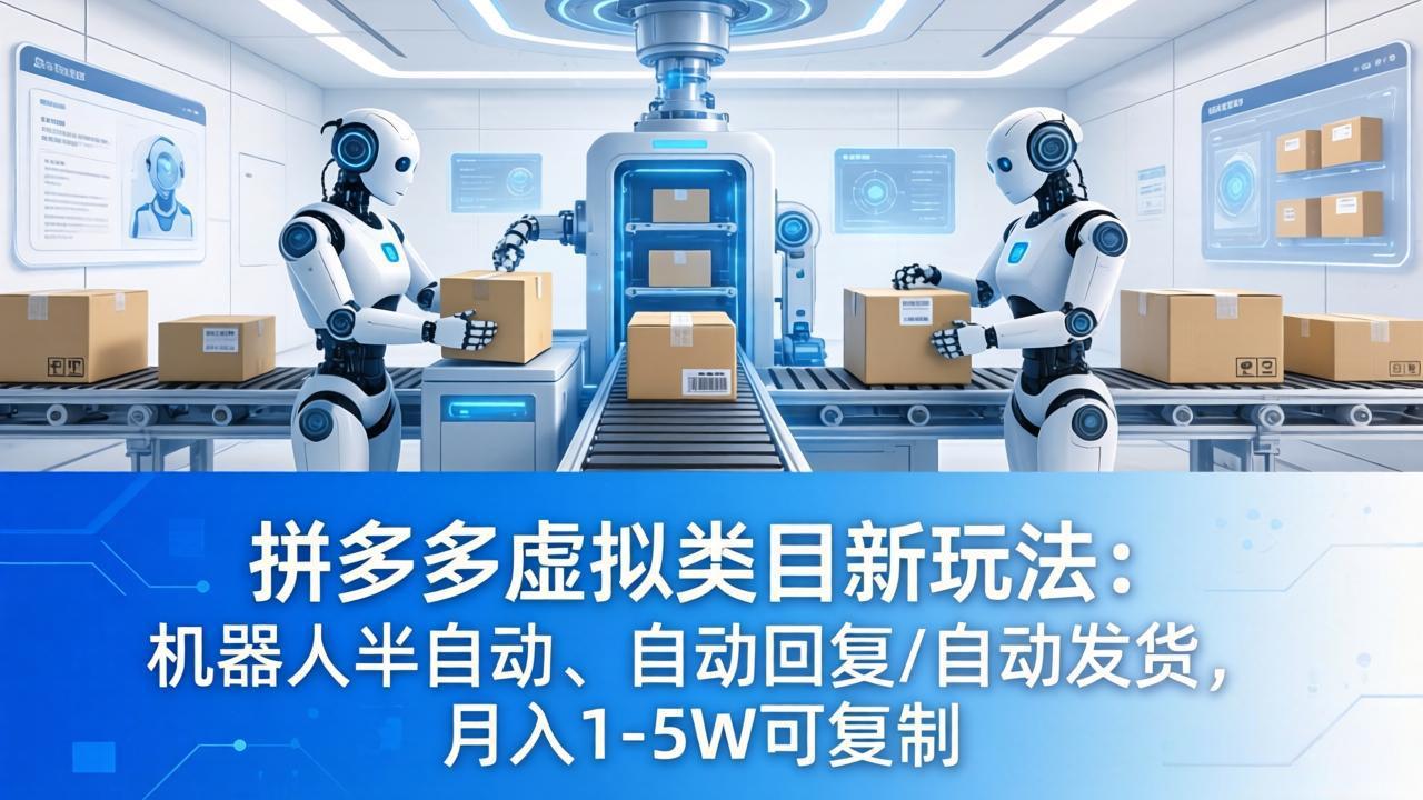拼多多虚拟类目新玩法：机器人半自动、自动回复 /自动发货，月入 1-5W 可复制网络赚钱,项目资源网,副业资源网,兼职项目,网赚课程-副业赚钱-互联网创业-独家轻创IP大圣网创