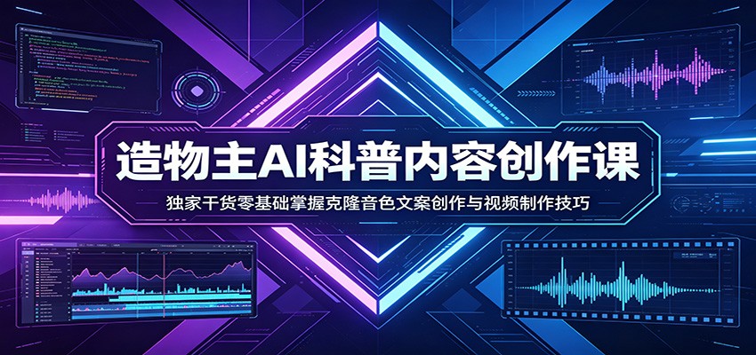 AI科普内容创作课：独家干货零基础掌握克隆音色文案创作与视频制作技巧网络赚钱,项目资源网,副业资源网,兼职项目,网赚课程-副业赚钱-互联网创业-独家轻创IP大圣网创