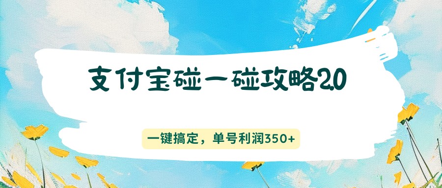 支付宝碰一碰攻略2.0，一键搞定，单号利润350+网络赚钱,项目资源网,副业资源网,兼职项目,网赚课程-副业赚钱-互联网创业-独家轻创IP大圣网创
