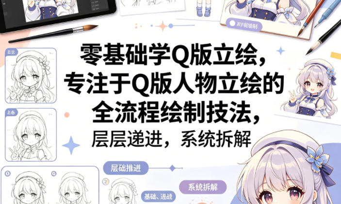 零基础学Q版立绘,专注于Q版人物立绘的全流程绘制技法,层层递进,系统拆解网络赚钱,项目资源网,副业资源网,兼职项目,网赚课程-副业赚钱-互联网创业-独家轻创IP大圣网创