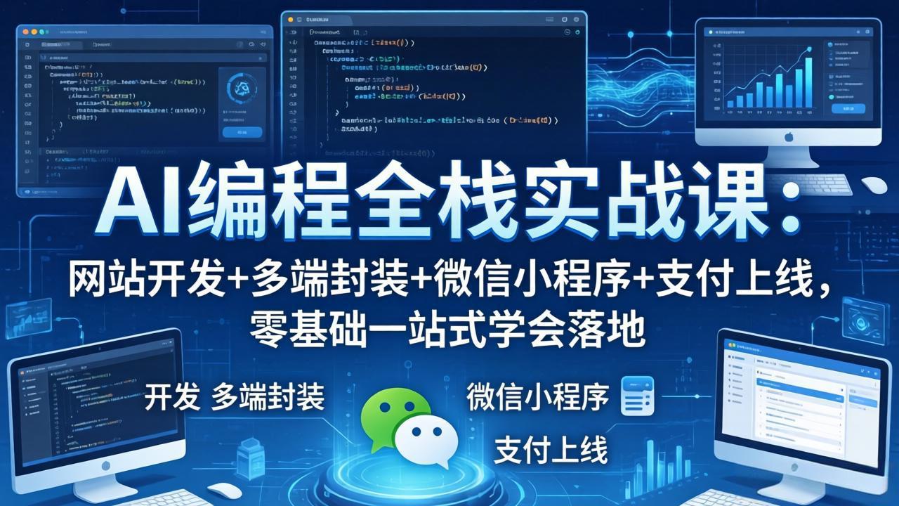 AI编程全栈实战课：网站开发+多端封装+微信小程序+支付上线，零基础一站式学会落地网络赚钱,项目资源网,副业资源网,兼职项目,网赚课程-副业赚钱-互联网创业-独家轻创IP大圣网创