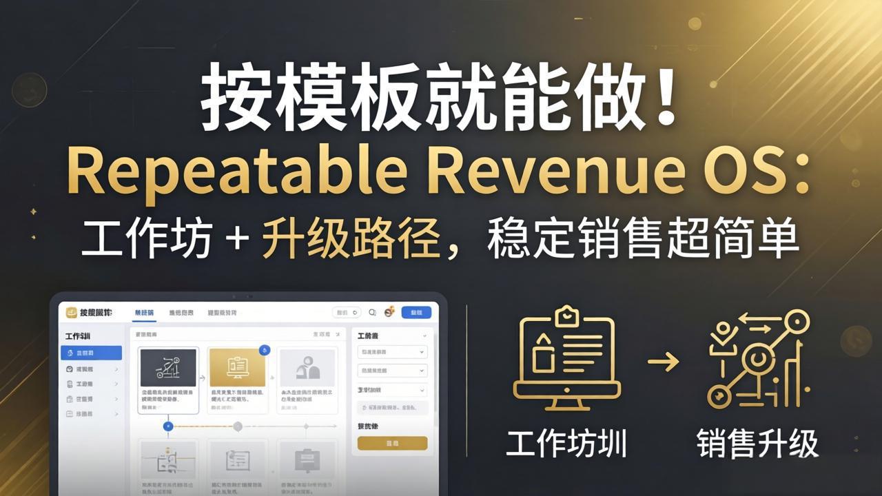 按模板就能做！Repeatable Revenue OS：工作坊 + 升级路径，稳定销售超简单网络赚钱,项目资源网,副业资源网,兼职项目,网赚课程-副业赚钱-互联网创业-独家轻创IP大圣网创