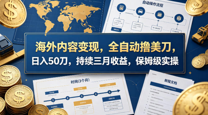 海外内容变现，全自动撸美刀，日入50刀，持续三月收益，保姆级实操【揭秘】网络赚钱,项目资源网,副业资源网,兼职项目,网赚课程-副业赚钱-互联网创业-独家轻创IP大圣网创