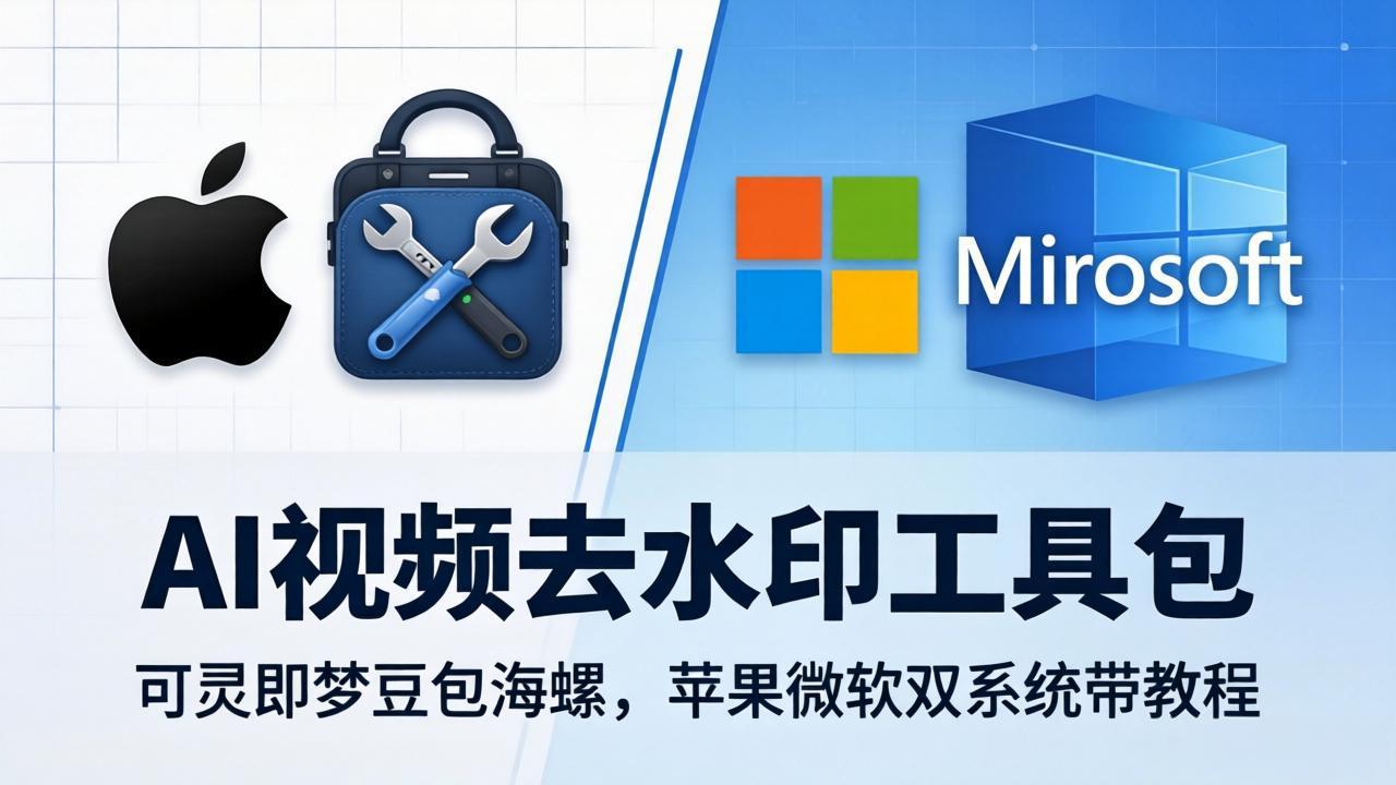 AI视频去水印工具包：可灵即梦豆包海螺，苹果微软双系统带教程网络赚钱,项目资源网,副业资源网,兼职项目,网赚课程-副业赚钱-互联网创业-独家轻创IP大圣网创