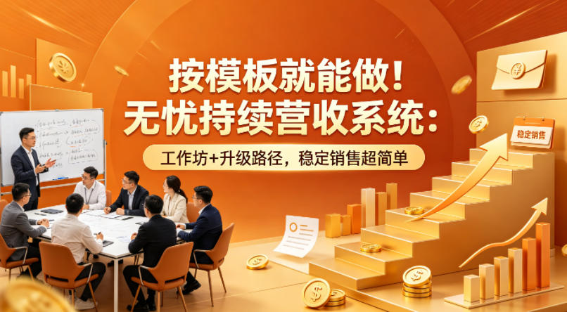 按模板就能做！无忧持续营收系统：工作坊+升级路径，稳定销售超简单【原创双语字幕】网络赚钱,项目资源网,副业资源网,兼职项目,网赚课程-副业赚钱-互联网创业-独家轻创IP大圣网创