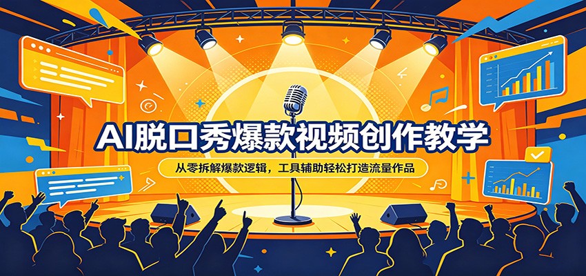 AI脱口秀爆款视频创作教学：从零拆解爆款逻辑，工具辅助轻松打造流量作品网络赚钱,项目资源网,副业资源网,兼职项目,网赚课程-副业赚钱-互联网创业-独家轻创IP大圣网创