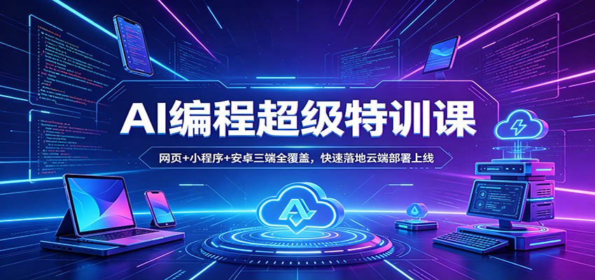 AI编程超级特训课：网页+小程序+安卓三端全覆盖，快速落地云端部署上线网络赚钱,项目资源网,副业资源网,兼职项目,网赚课程-副业赚钱-互联网创业-独家轻创IP大圣网创