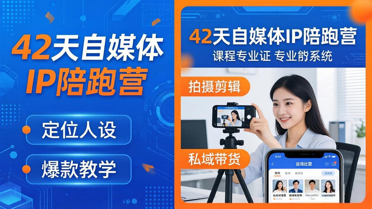 42天自媒体IP陪跑营-26年4月19更新：定位人设爆款全教学，拍摄剪辑私域带货一站式落地网络赚钱,项目资源网,副业资源网,兼职项目,网赚课程-副业赚钱-互联网创业-独家轻创IP大圣网创