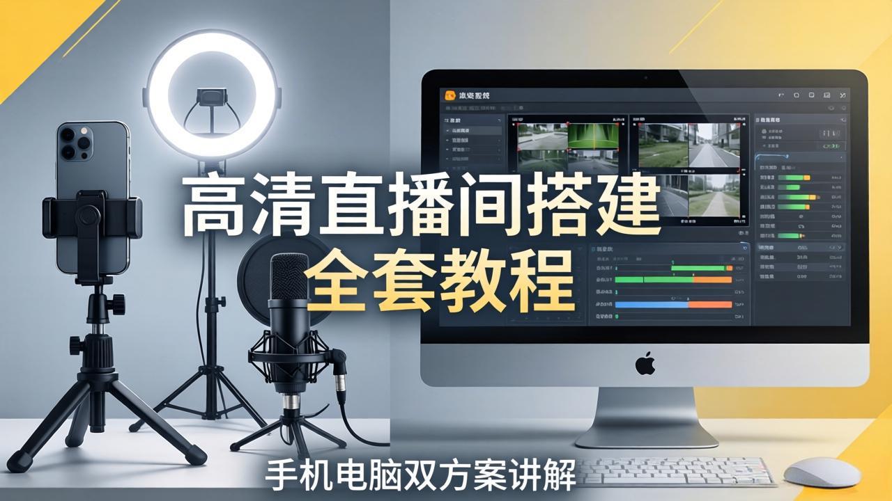 高清直播间搭建全套教程，手机电脑双方案讲解，设备选型调试多机位实操教学网络赚钱,项目资源网,副业资源网,兼职项目,网赚课程-副业赚钱-互联网创业-独家轻创IP大圣网创