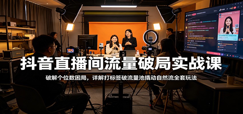抖音直播间流量破局实战课：破解个位数困局，详解打标签破流量池撬动自然流全套玩法网络赚钱,项目资源网,副业资源网,兼职项目,网赚课程-副业赚钱-互联网创业-独家轻创IP大圣网创