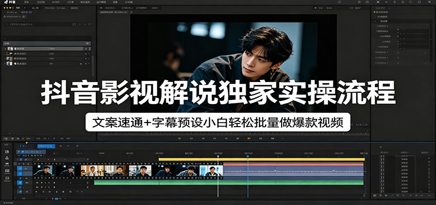 抖音影视解说独家实操流程，文案速通+字幕预设小白轻松批量做爆款视频网络赚钱,项目资源网,副业资源网,兼职项目,网赚课程-副业赚钱-互联网创业-独家轻创IP大圣网创