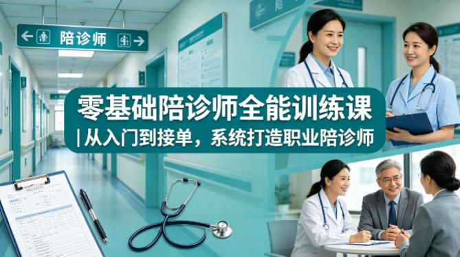 零基础陪诊师全能训练课｜从入门到接单，系统打造职业陪诊师网络赚钱,项目资源网,副业资源网,兼职项目,网赚课程-副业赚钱-互联网创业-独家轻创IP大圣网创