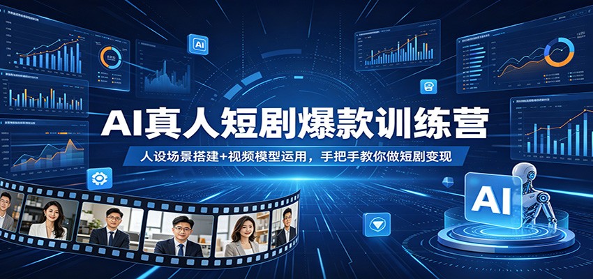 AI真人短剧爆款训练营：人设场景搭建+视频模型运用，手把手教你做短剧变现网络赚钱,项目资源网,副业资源网,兼职项目,网赚课程-副业赚钱-互联网创业-独家轻创IP大圣网创