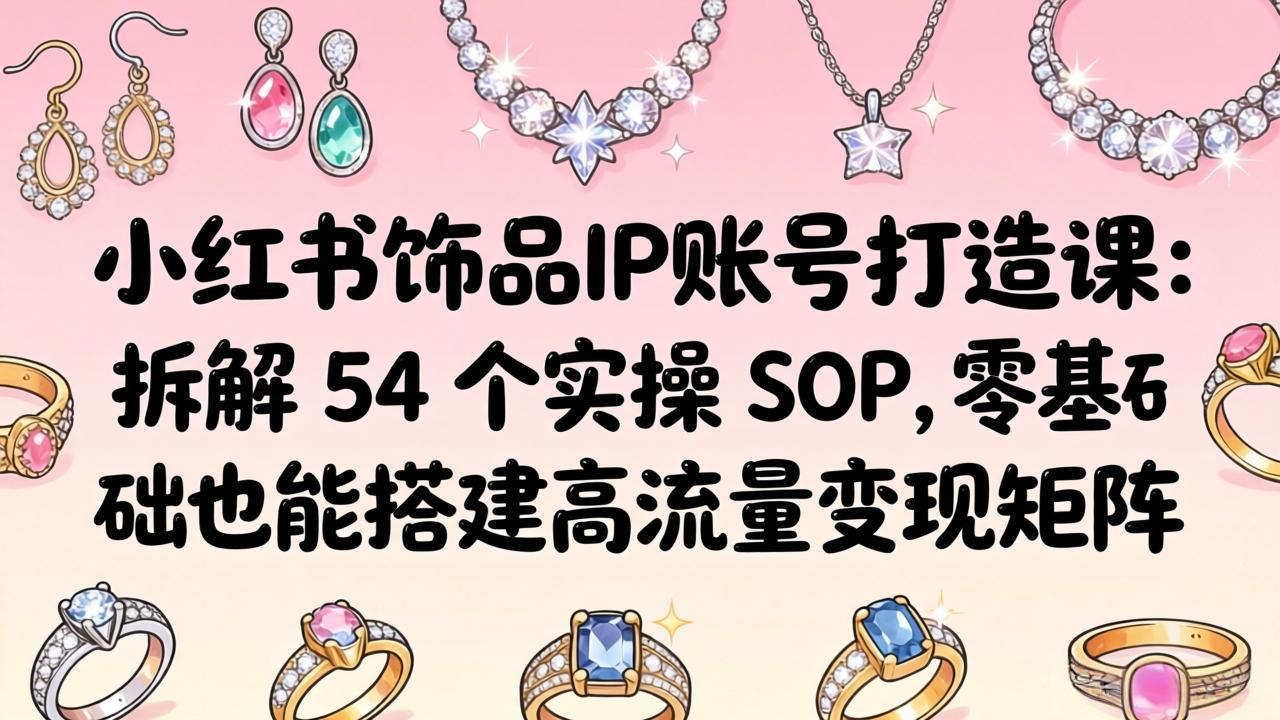小红书饰品IP账号打造课：拆解 54 个实操 SOP，零基础也能搭建高流量变现矩阵网络赚钱,项目资源网,副业资源网,兼职项目,网赚课程-副业赚钱-互联网创业-独家轻创IP大圣网创